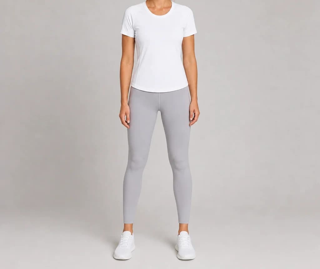 ApexFlow Tee in white, worn, full length