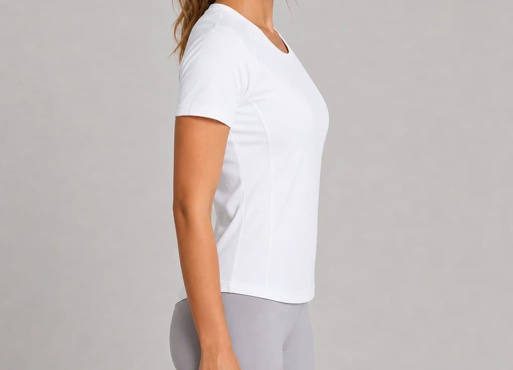 ApexFlow Tee in white, worn, side profile