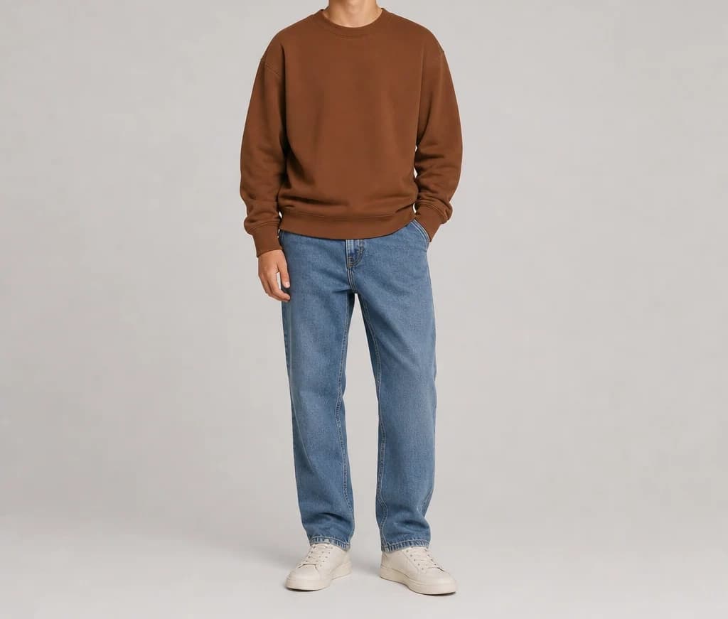 AuraMode Sweatshirt in brown, worn, full length