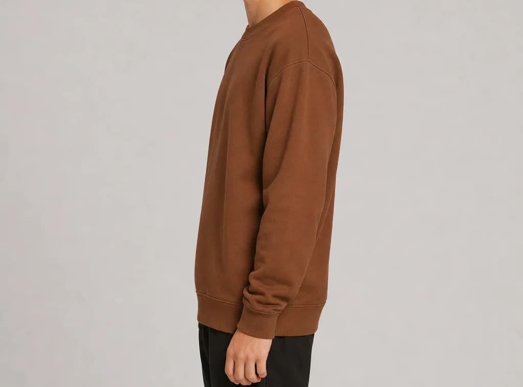 AuraMode Sweatshirt in brown, worn, side profile