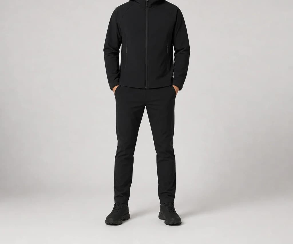 BriskGauge Jacket in black, worn, full length