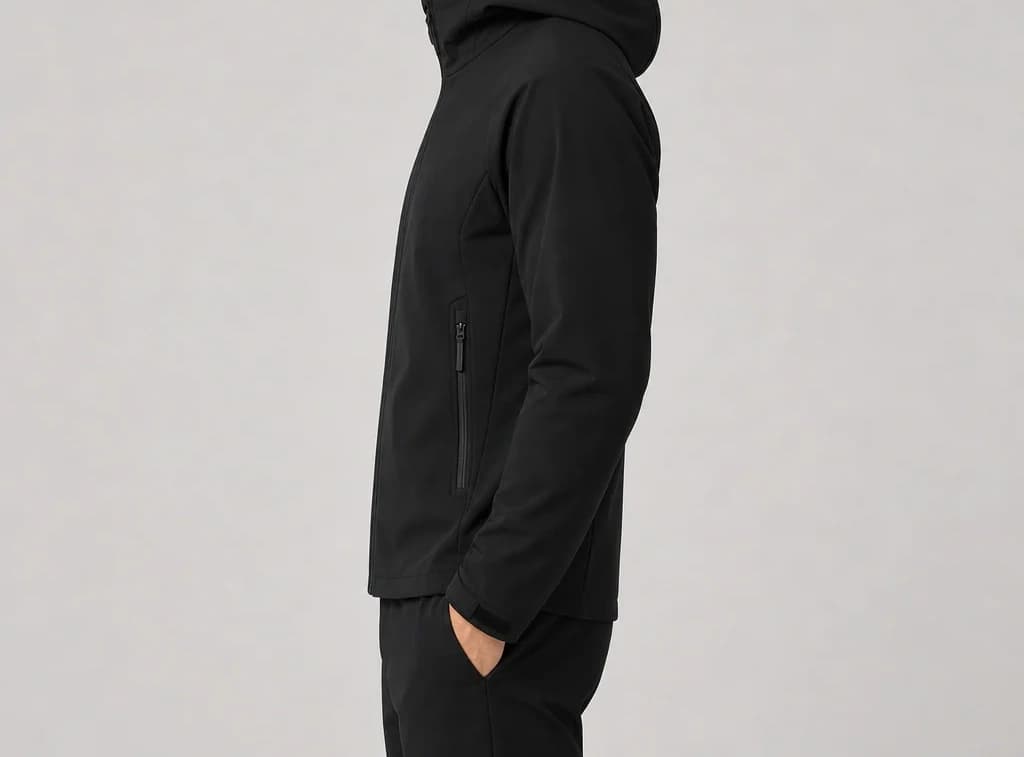 BriskGauge Jacket in black, worn, side profile