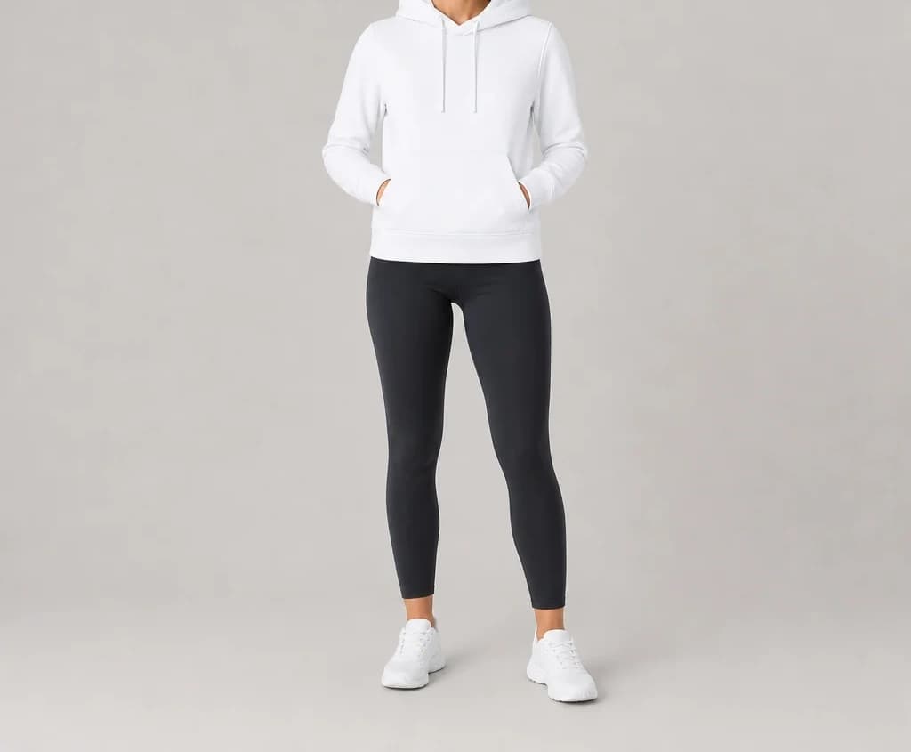 CoreGrid Hoodie in white, worn, full length