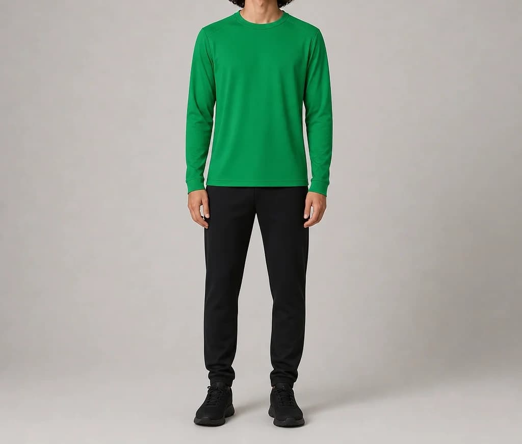 EchoPath Long Tee in green, worn, full length