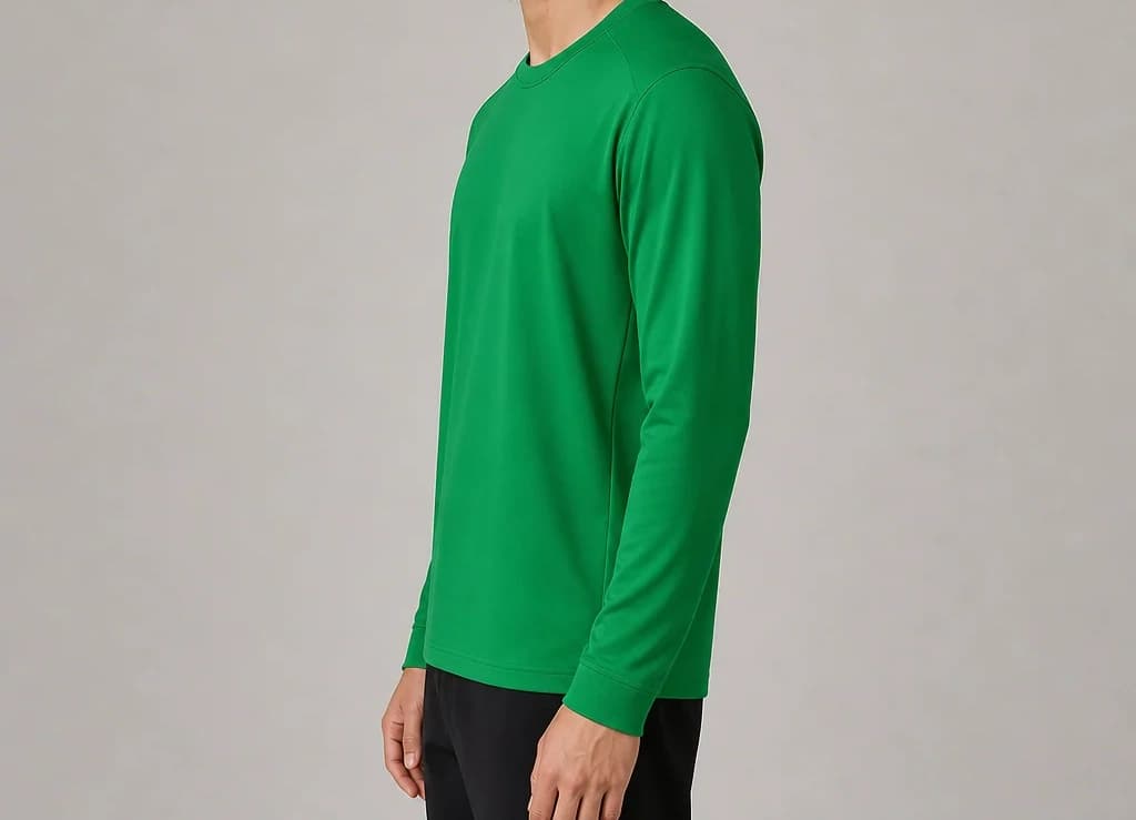 EchoPath Long Tee in green, worn, side profile
