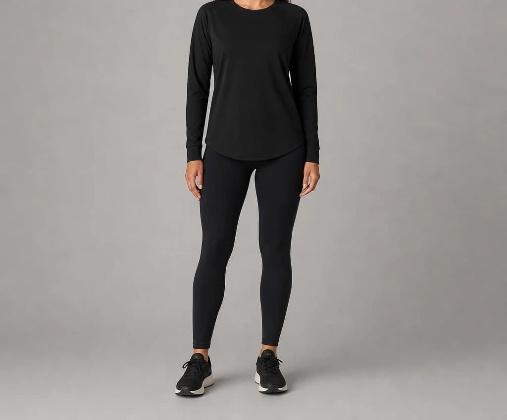 KineticGauge Long Tee in black, worn, full length