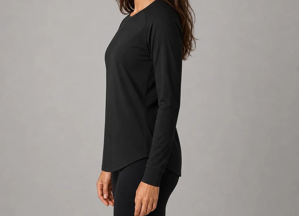 KineticGauge Long Tee in black, worn, side profile