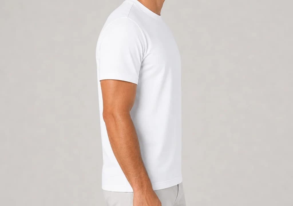 NorthPrime Tee in white, worn, side profile