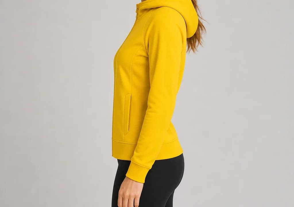 PulseEdge Hoodie in yellow, worn, side profile