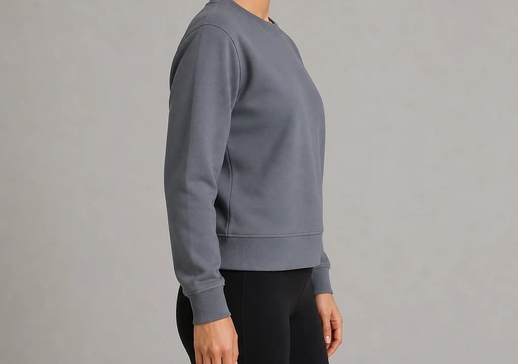 PulsePhase Sweatshirt in grey, worn, side profile