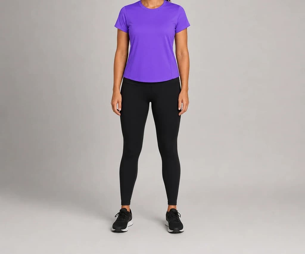 RallyHaven Tee in purple, worn, full length