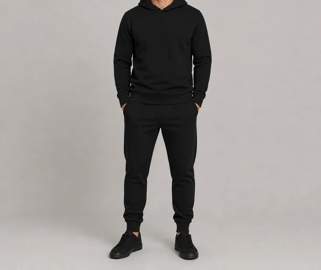 RoamBand Hoodie in black, worn, full length