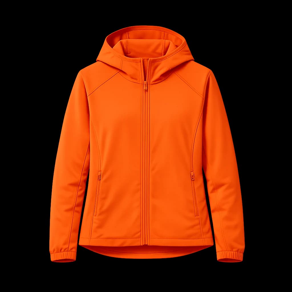 SummitStretch Jacket in orange, on a neutral studio background