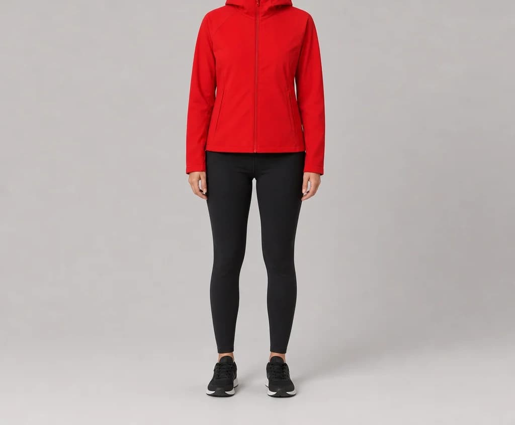 SwiftEdge Jacket in red, worn, full length