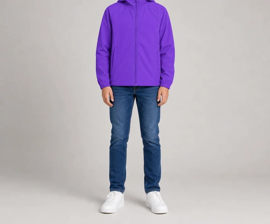 SwiftEdge Jacket in purple, worn, full length