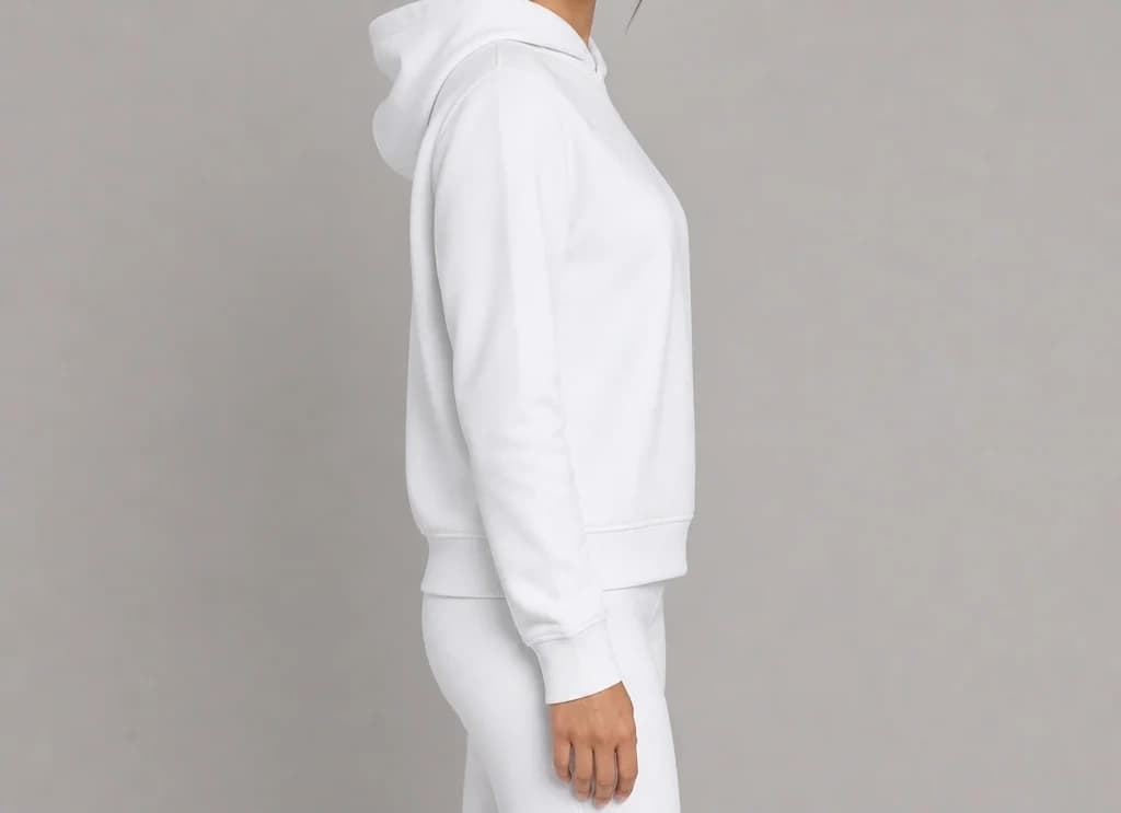 WaypointStack Sweatshirt in white, worn, side profile